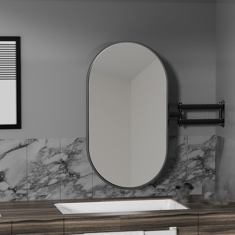 Elliptical Wall Mirror, Black