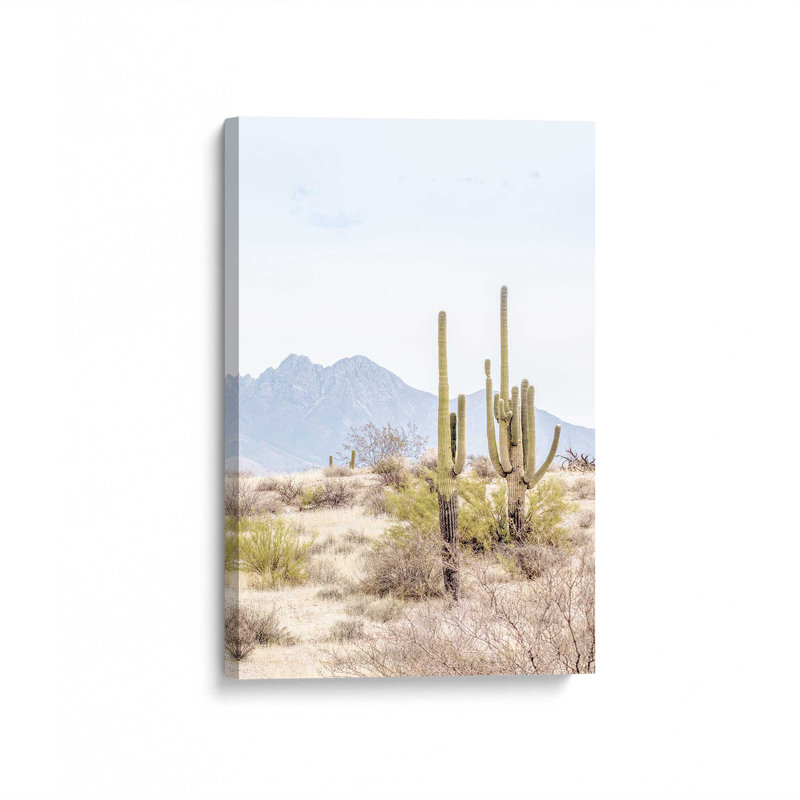 Impression sur toile roulée Mountain Cactus Scene, H 18 po x l 12 po x P 1,25 po, Toile tendue