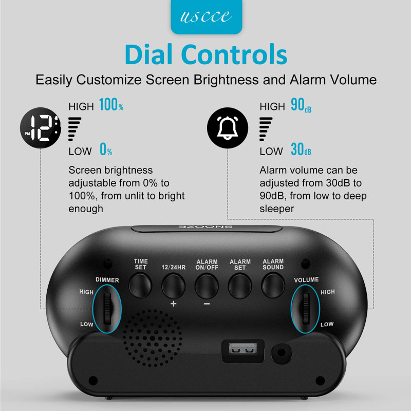 Digital Electric Tabletop Clock with Alarm Black