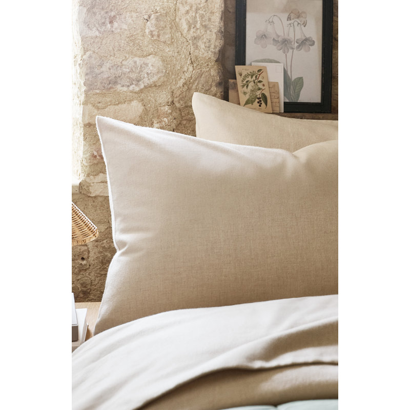 Flannel Marl Pillow Case, Oat, Standard Pillowcase