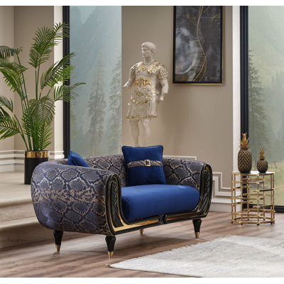 Luxury Velvet Sofa With Gold Trim – Modern Glam Upholstered Living Room Sofa
