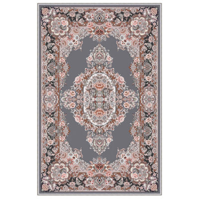 Premium Hall Carpet, 2.6 x 4.9 Feet, 100% Polyester, 650 gr/m² | Antibacterial, Non-Slip PVC Dot Underside, 0.3 in Pile Height | Machine Washable, 3D Digital Print, Durable & Stylish for Home Décor