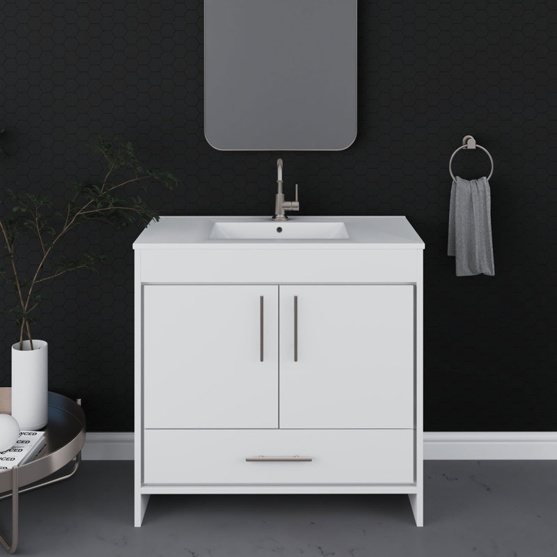 Ensemble de meuble-lavabo simple 36 po Sallisaw, Blanc