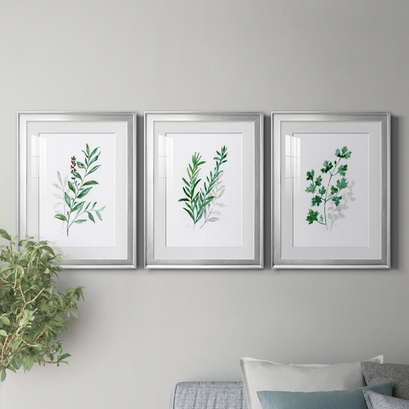 Freshly Picked I - Ensemble de 3 reproductions de cadres photo, H 18,5 po x l 73,5 po x P 1,5 po, Argent