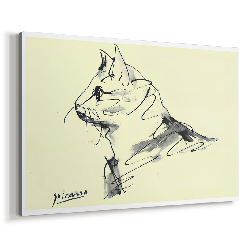 Chat (Le Chat) - Dessin au trait - Pablo Picasso-Toile tendue avec châssis-c. 1950, 40 po x 60 po