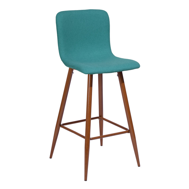 Frye Upholstered Bar Stool with Iron Frame, Green