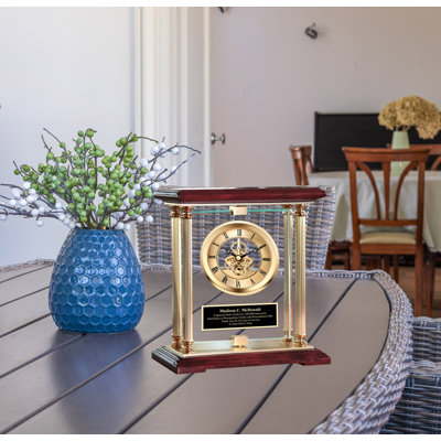 Analogue Cherry Solid Wood Quartz Movement / Crystal Tabletop Clock in Gold