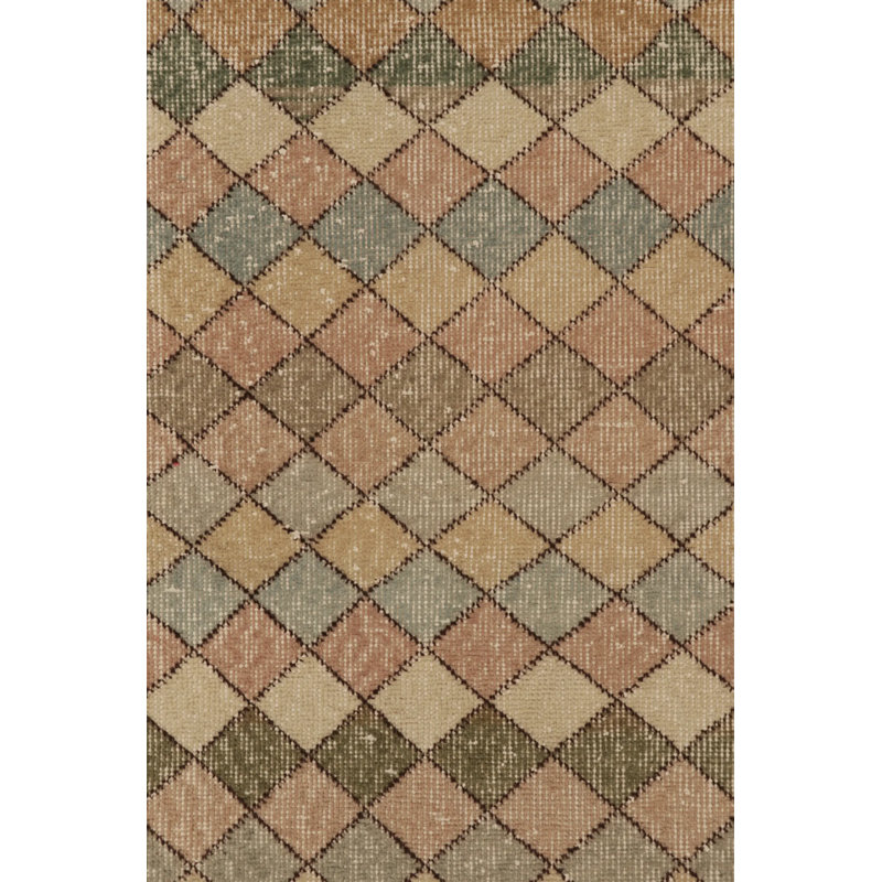 Vintage Turkish Runner, Brown With Multicolor Geometric Design - Rug & Kilim