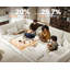 Canapé modulaire surdimensionné en chenille extra profond en velours côtelé avec méridienne avec repose-pieds-954099196