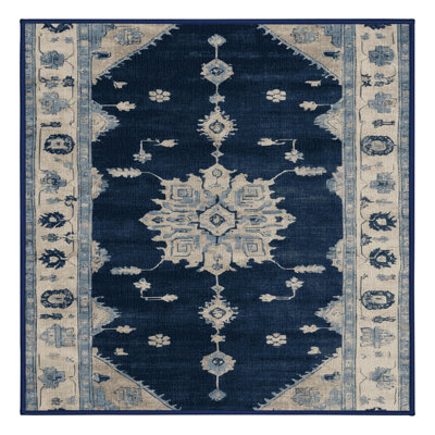 Machine Washable Overdyed Blue Area Rug