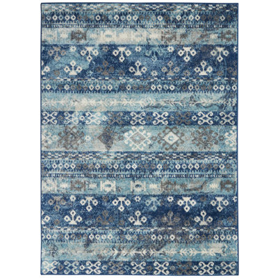 Tapis de zone oriental ivoire/bleu persan Malm