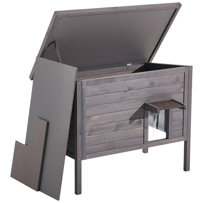 Maison pour chat chauffée 34 x 21 x 27 en bois de sapin 1 à 3 chats avec abri chauffant en PVC