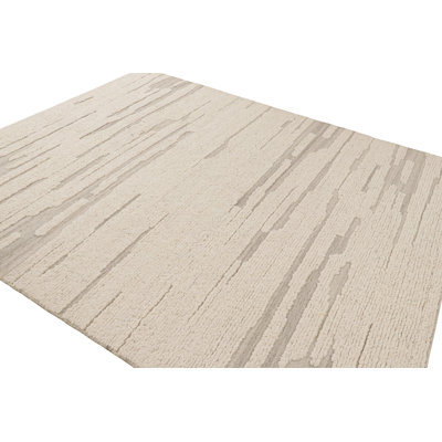 Wool Abstract Area Rug in White