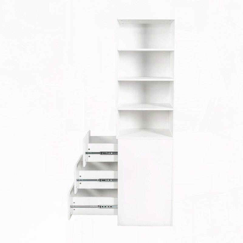 Armoire de rangement haute avec 3 tiroirs et 4 tablettes