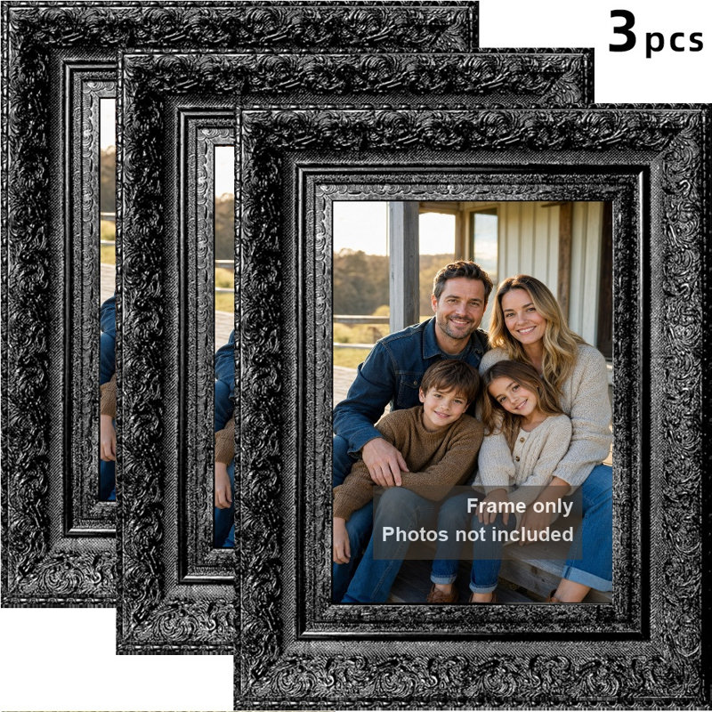 Cadre photo 3 pièces 5 "x 7" noir pour décor de tablette, Black, 3, L 5 po x H 7 po