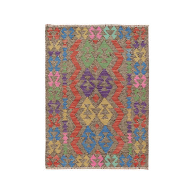 Tapis décoratif en laine noué à la main de conception unique noué à la main brun 2 pi 8 po x 3 pi 8 po