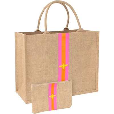Grand sac de plage en jute tissé