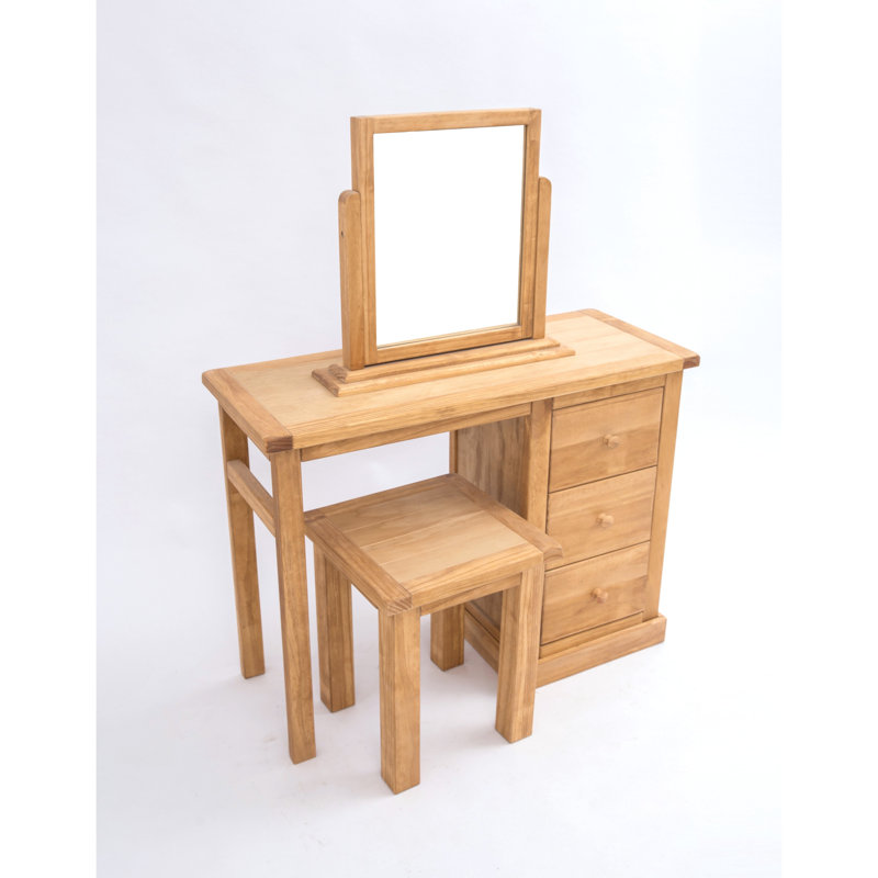 Dressing Table with Mirror, Waxed Pine
