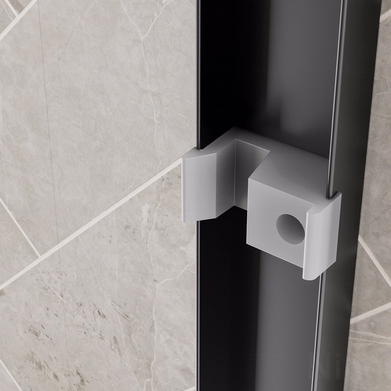 Aluminum Frame Material Double Sliding Opening Shower Door  - 1/4" (6Mm) Clear Tempered Glass With Explosion-Proof Film, Dual Stainless Steel Handles