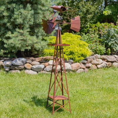 69in. Tall Orville Medium Iron Windmill Stand with Bird