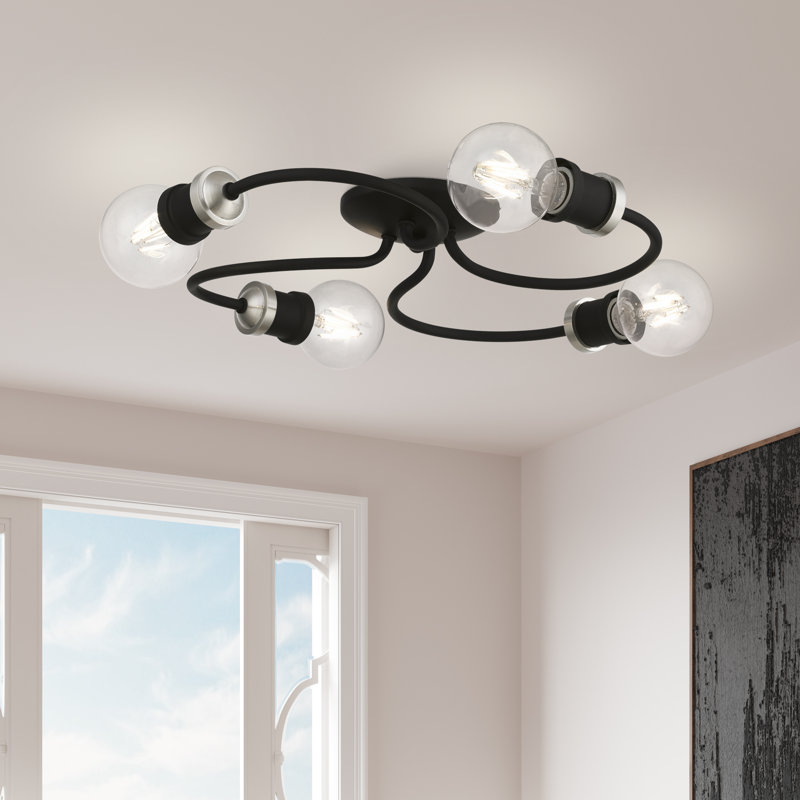 Plafonnier encastré grand 4 lumières 16 po Tatsue, Noir