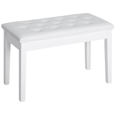 Piano Bench, Wooden Piano Stool With Faux Leather Padded Cushion