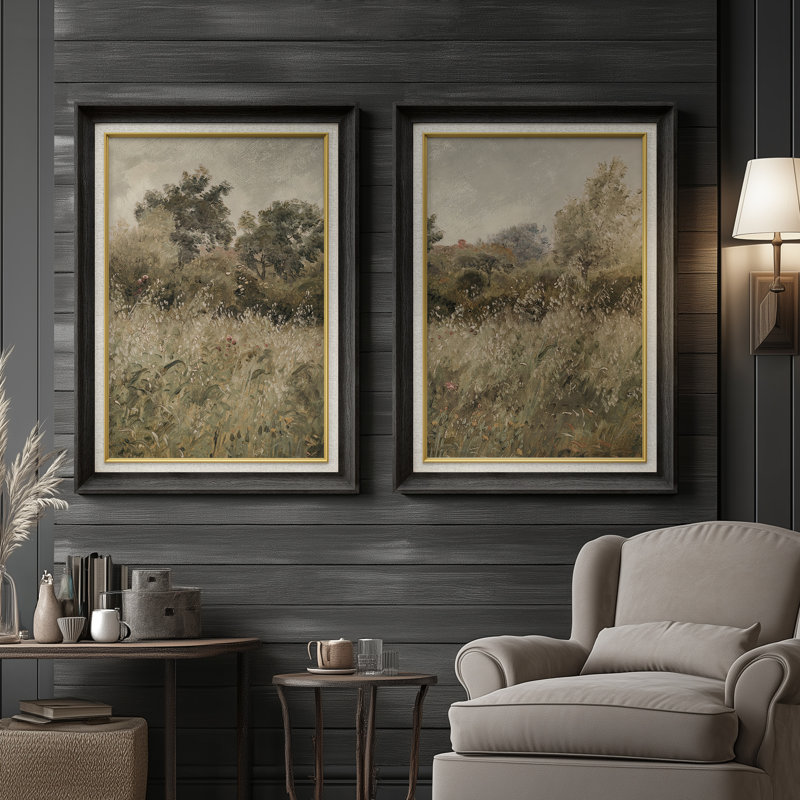 Ensemble de 2 œuvres d'art encadrées de qualité supérieure sur toile de qualité supérieure avec cadre de 26 po x 36 po, Noir