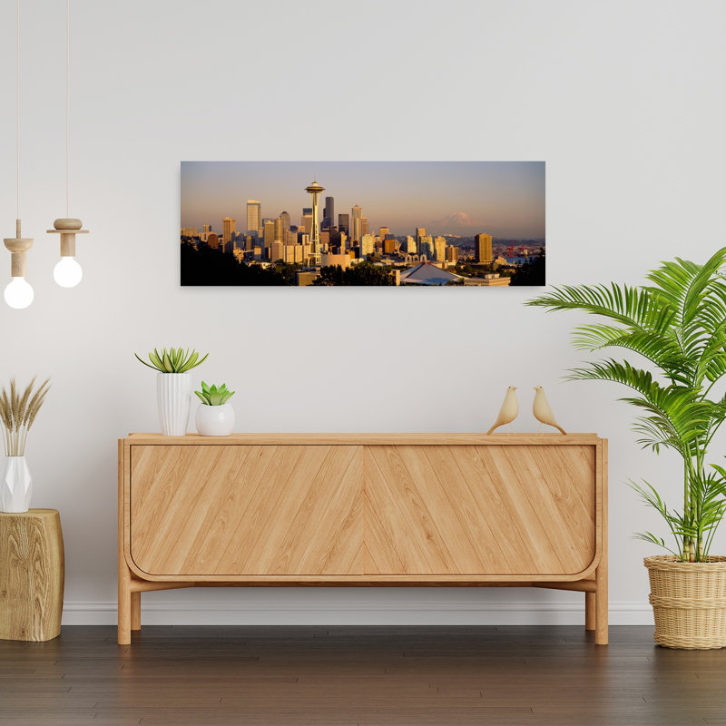 High angle view of buildings in a city Seattle Washington State USA 1 Piece Wrapped Canvas Panoramic Wall Art