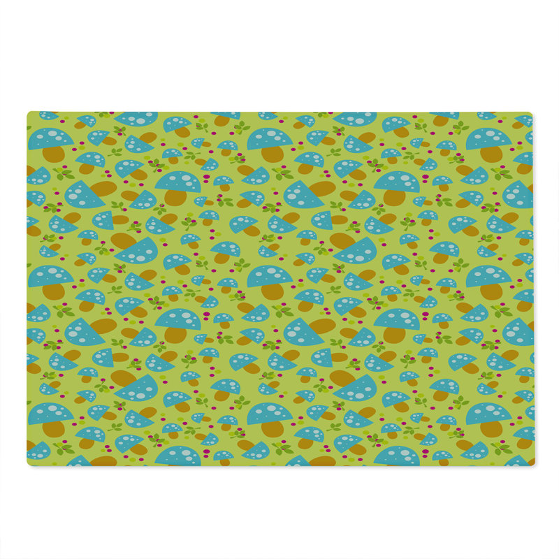 Ambesonne Mushroom Cutting Board Large Size Mushrooms Pattern Yellow Multicolor