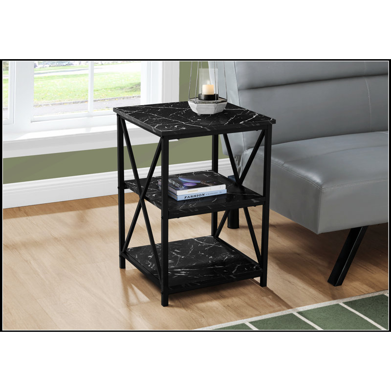 Élégante table d'appoint à 3 niveaux avec finition en marbre noir, pour une vie moderne et des solutions peu encombrantes
