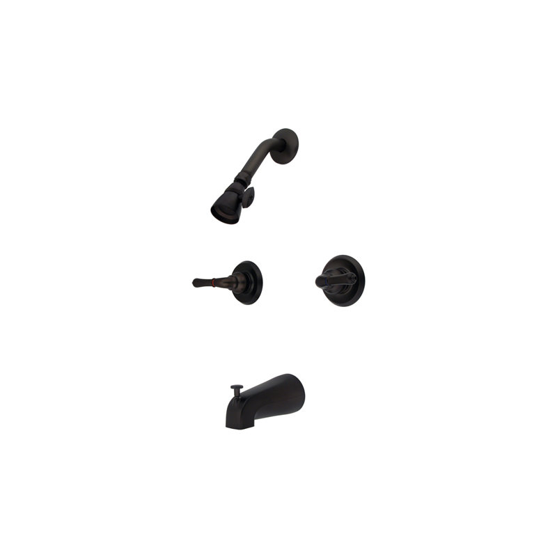 Diverter Tub and Shower Faucet with Modern Lever Handles, Oil Rubbed Bronze