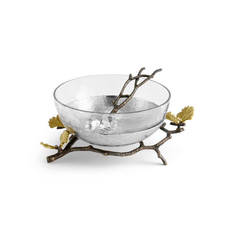 Butterfly Ginkgo Glass Nut Bowl with Spoon