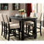 Table à hauteur de comptoir Bumberry de style contemporain - noir antique, plateau en bois massif, charme rustique noir, repose-pieds