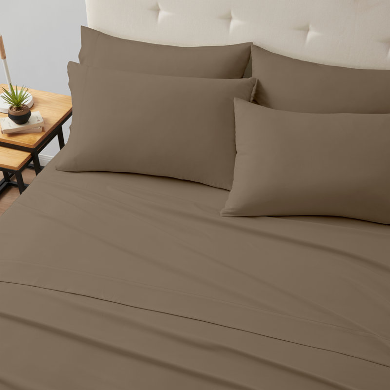 Kathy Ireland Bamboo Cooling 6 Piece Sheet Set with Deep Pockets, King sheet set with 6 additional pieces, Taupe