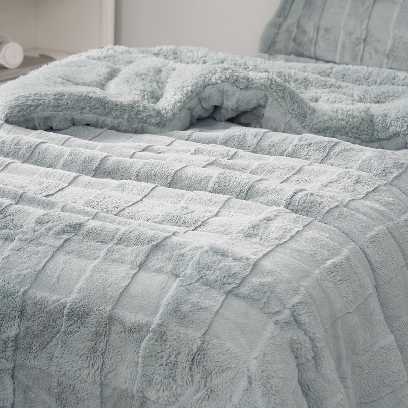 Ensemble d'édredon en fausse fourrure Coma Inducteur, gris, Très grand + 2 très grandes taies décoratives