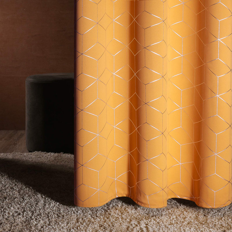 Rideaux décoratifs occultant à losanges argentés (ensemble de 4), L 42 po x L 63 po, Orange flamme
