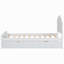 Lit plateforme simple en bois avec tête de lit et lit gigogne simple, blanc-26721144