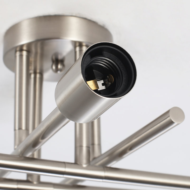 Lustre linéaire semi-encastré pour salon Eirann, Nickel brossé