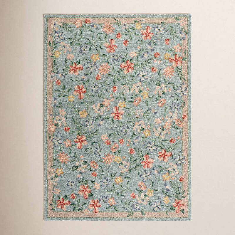 Martha Stewart 3854 Hand Tufted 85% Wool; 15% Cotton Floral Rug, Rectangle 3' x 5'
