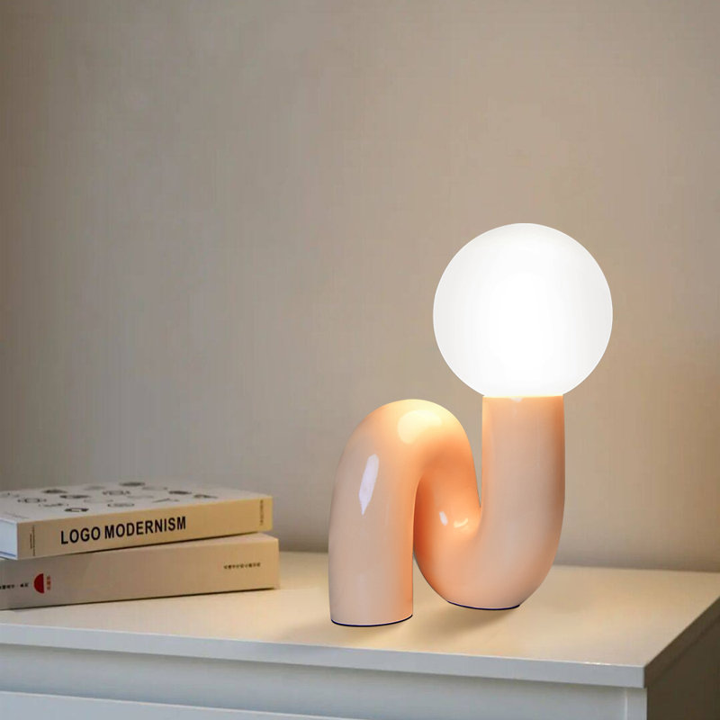 Lampe de table en résine Verda, Rose