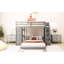 Lit superposé simple au-dessus d'un lit double gris avec tablettes et escaliers - Mobilier de chambre à coucher