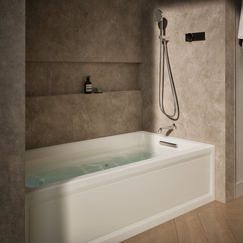 Archer 72" x 36" Tile In Whirpool Acrylic Bathtub, Biscuit, Right