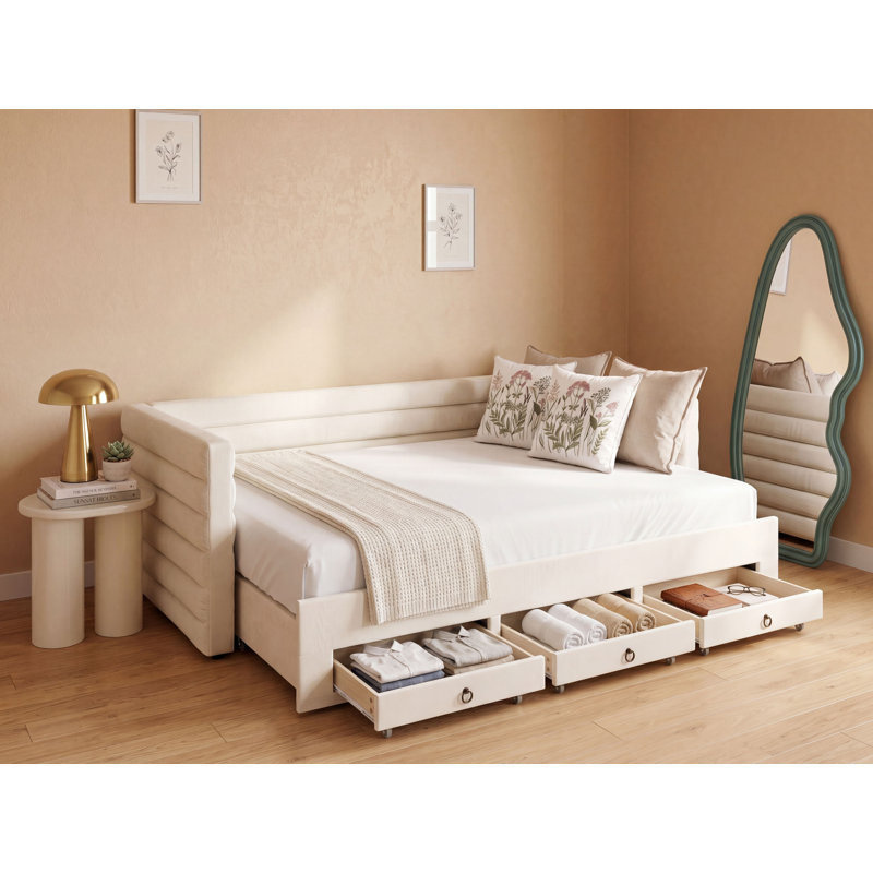 Upholstered Velvet Daybed, White