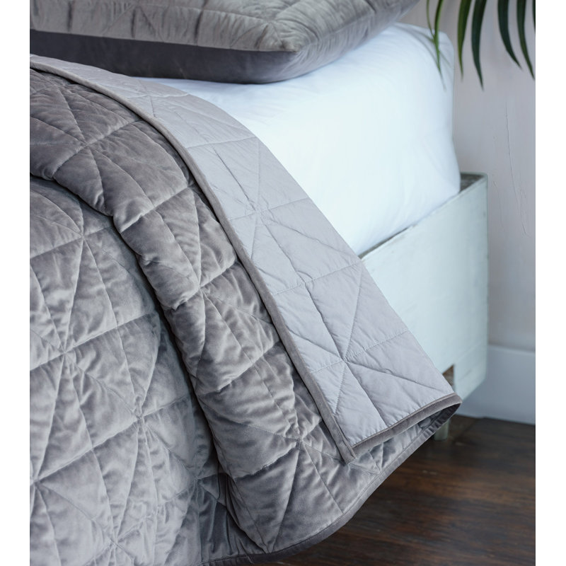 Nova Modern & Contemporary Velvet Quilted Geometric Shapes Coverlet, Heather, Full Coverlet