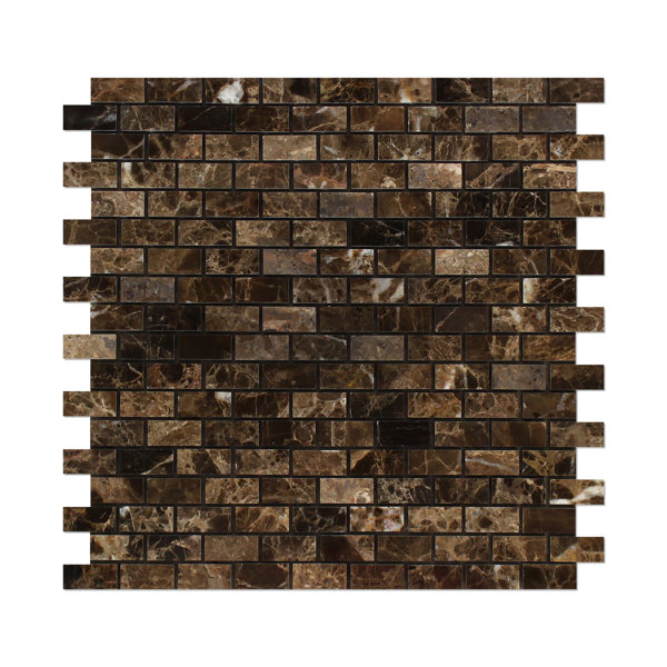 Emperador Dark Marble Brick Joint Mosaic Wall & Floor Tile