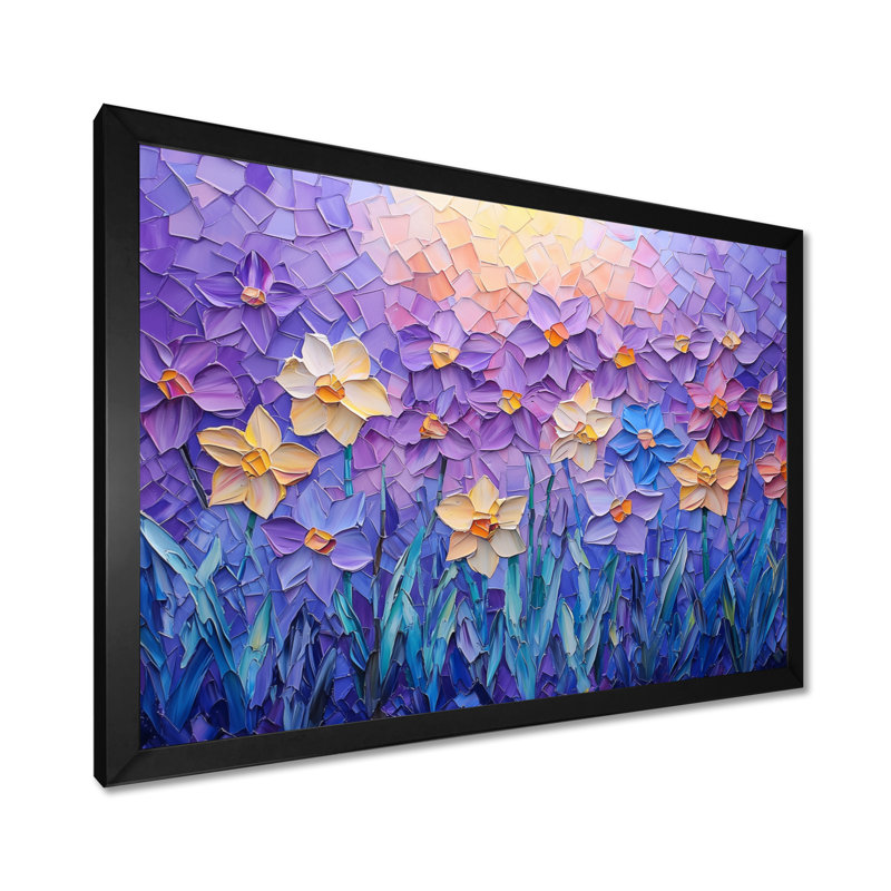 «Lavender Harmony Of Daffodils In Summer I - Daffodils», reproduction sur toile, H 24 po x l 32 po, Noir