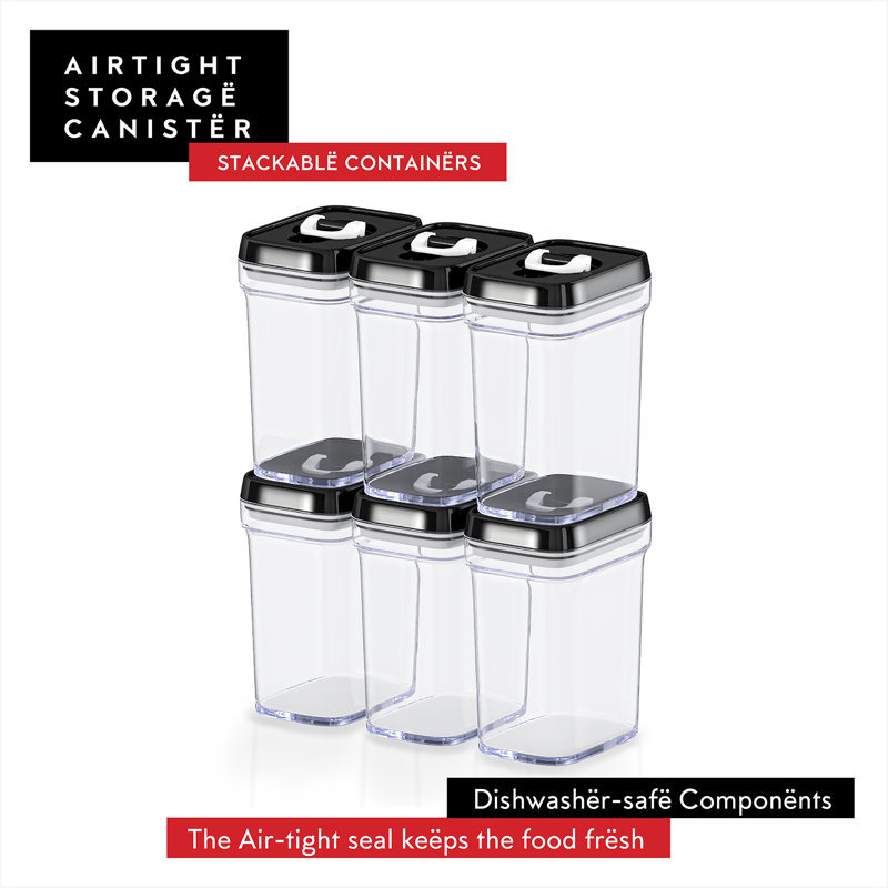 Contenants de rangement hermétiques pour cuisine, Transparent/noir