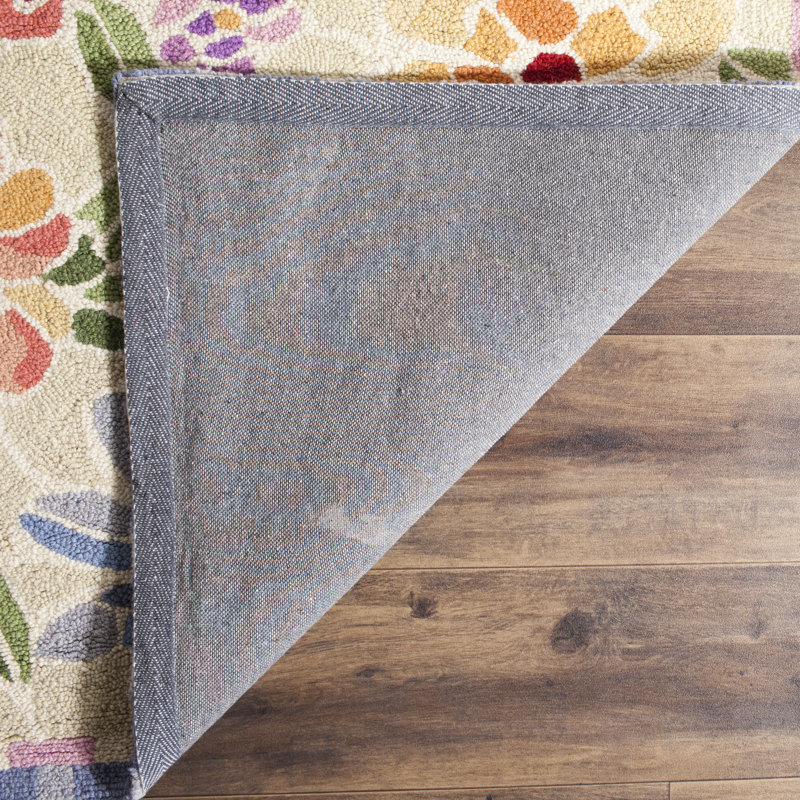 Tapis floral en laine crocheté à la main Papillon, Rectangle 9 pi x 12 pi