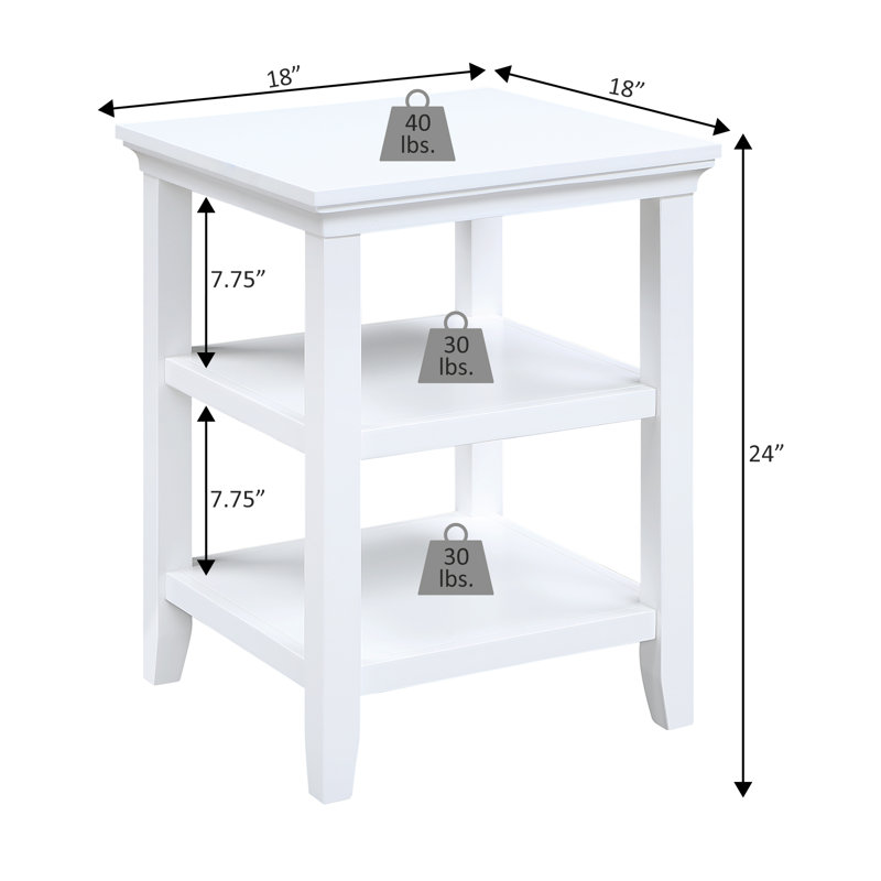 Morphew 24" Tall End Table with Storage, White