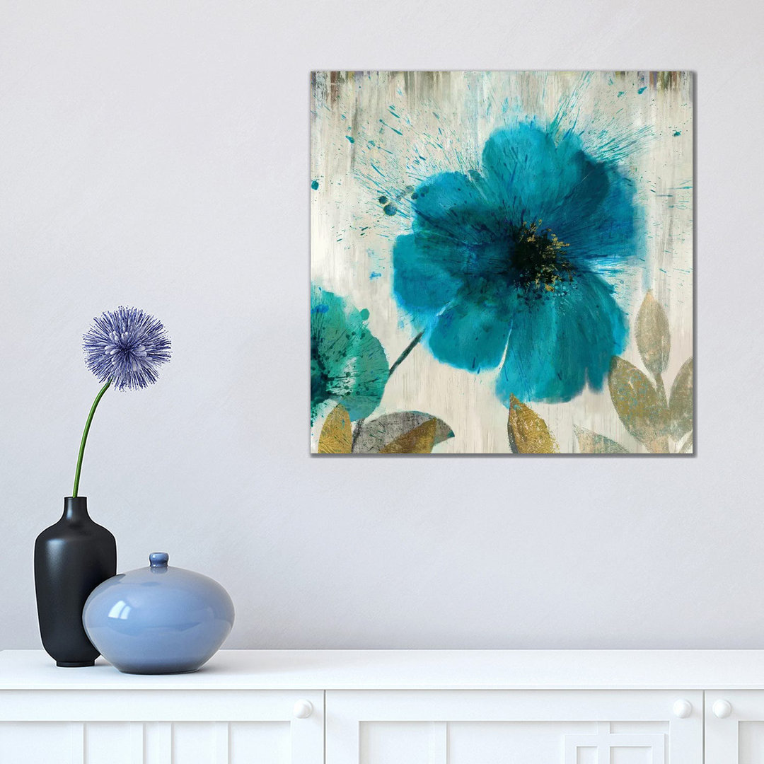Teal Splash I by Asia Jensen - Wrapped Canvas Painting